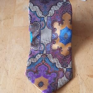 Ermenegildo Zegna Purple and Gold Patterned Tie